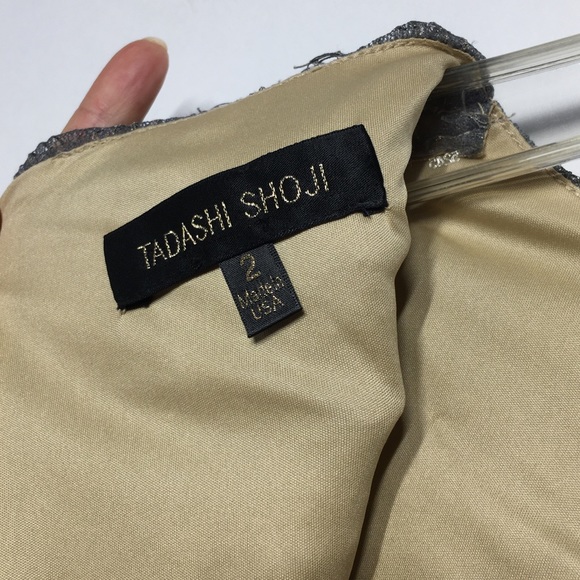 Tadashi Shoji Metallic Lace Tiered Rosette Dress 2 - Picture 12 of 14